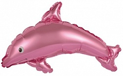 Воздушный шар (15/38 см) мини фигура, дельфин, розовый, 1 шт