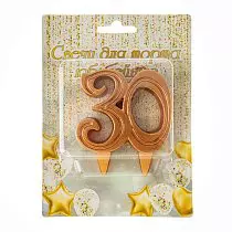 Воздушный свеча-цифра грация 30 бронза, 1 шт