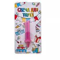 Воздушный свеча-цифра 1 грация розовая, 1 шт