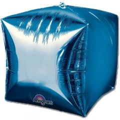 Воздушный 3d куб 15 б/рис металлик blue