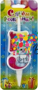 Воздушный свеча цифра, 5 кошечка, 12 см, 1 шт