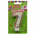 Воздушный свеча цифра 7 с блестками, 8,5 см, 1 шт