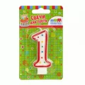 Воздушный свеча цифра 1 красное ассорти, 7,5 см, 1 шт