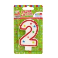 Воздушный свеча цифра 2 с блестками, 8,5 см, 1 шт