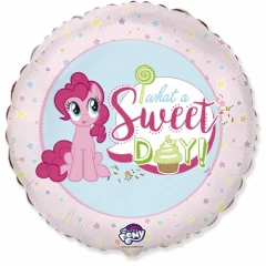 Воздушный шар (18/46 см) круг, my little pony, лошадка пинки пай, сладкий день!, розовый, 1 шт