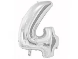 Воздушный шар (26/65 см) цифра 4 silver, в упак, 1 шт