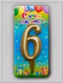Воздушный свеча цифра 6 универсальная. золотая, 1 шт