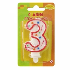 Воздушный свеча цифра 3 красное конфетти, 1 шт