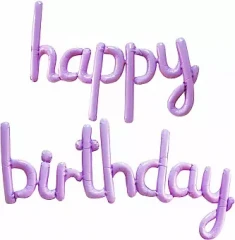 Воздушный шар (17/43 см) мини надпись happy birthday, сиреневый, в упак, 1 шт