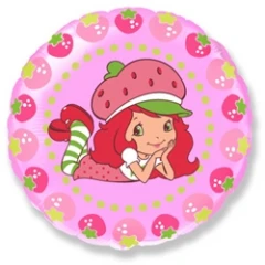 Воздушный 18 круг девочка-клубничка ягодки / strawberry/ 1 шт /