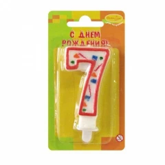 Воздушный свеча цифра 7 красное конфетти, 1 шт