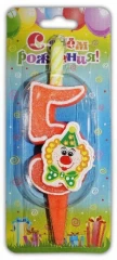Воздушный свеча тортовая цифра с клоуном 5