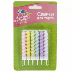Воздушный свечи спирали, макарунс, ассорти, 8 см, 6 шт