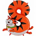 Воздушный г шар (40/102 см) фигура цифра 8 кот, 1 шт