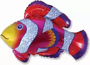 Воздушный шар (14/36 см) мини фигура, рыба-клоун, фуше, 1 шт