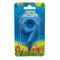 Воздушный свеча цифра 9 геометрия, синяя бирюза, 7 см, 1 шт