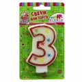 Воздушный свеча цифра 3 с блестками, 8,5 см, 1 шт