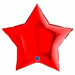 Воздушный фольгированный шар звезда, цвет металлик red
