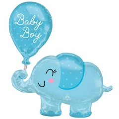 Воздушный а шар (31/78 см) фигура, слоник голубой baby boy, в упак, 1 шт