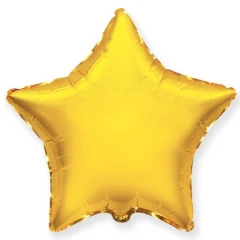 Воздушный фольгированный шар звезда, цвет золото