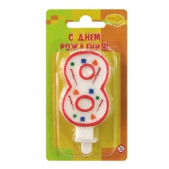 Воздушный свеча цифра 8 красное конфетти, 1 шт