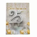 Воздушный свеча-цифра грация 25 серебро, 1 шт