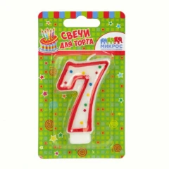 Воздушный свеча цифра 7 красное ассорти, 7,5 см, 1 шт