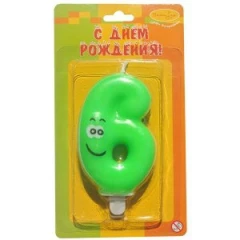 Воздушный mc свеча цифра 6 улыбка цветная китай