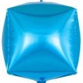 Воздушный шар (22/56 см) 3d куб, голубой, 1 шт