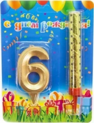 Воздушный набор фонтан и свеча цифра 6
